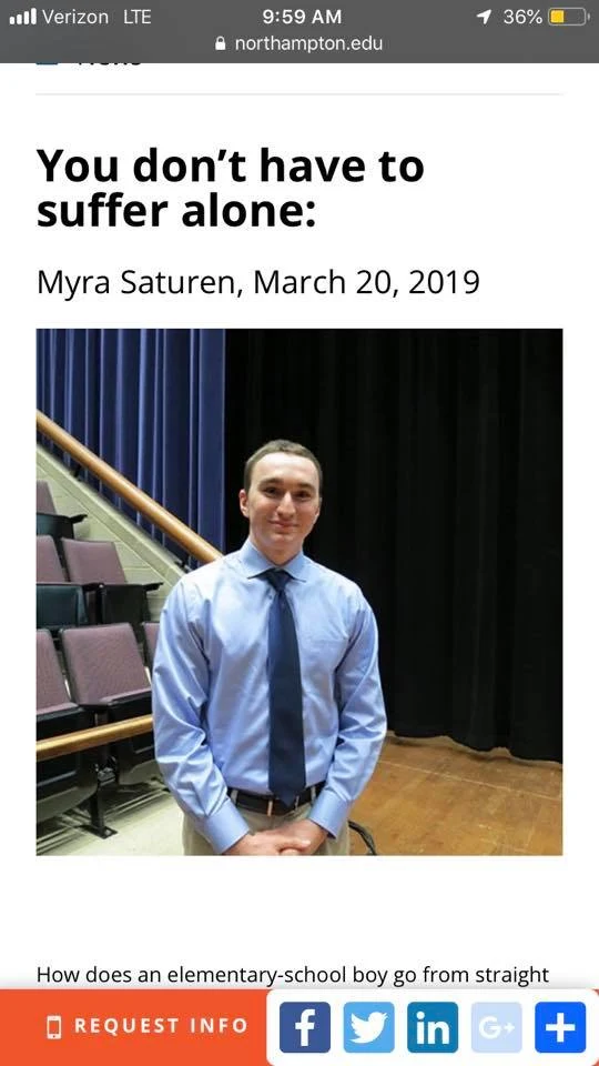 An article featuring Evan and his message about asking for support